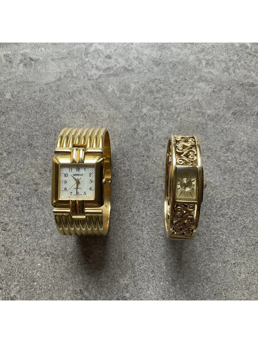 Beautiful Pair Of Vntg Novelle & LA Womens Bracelet Watches Both Run Great BX